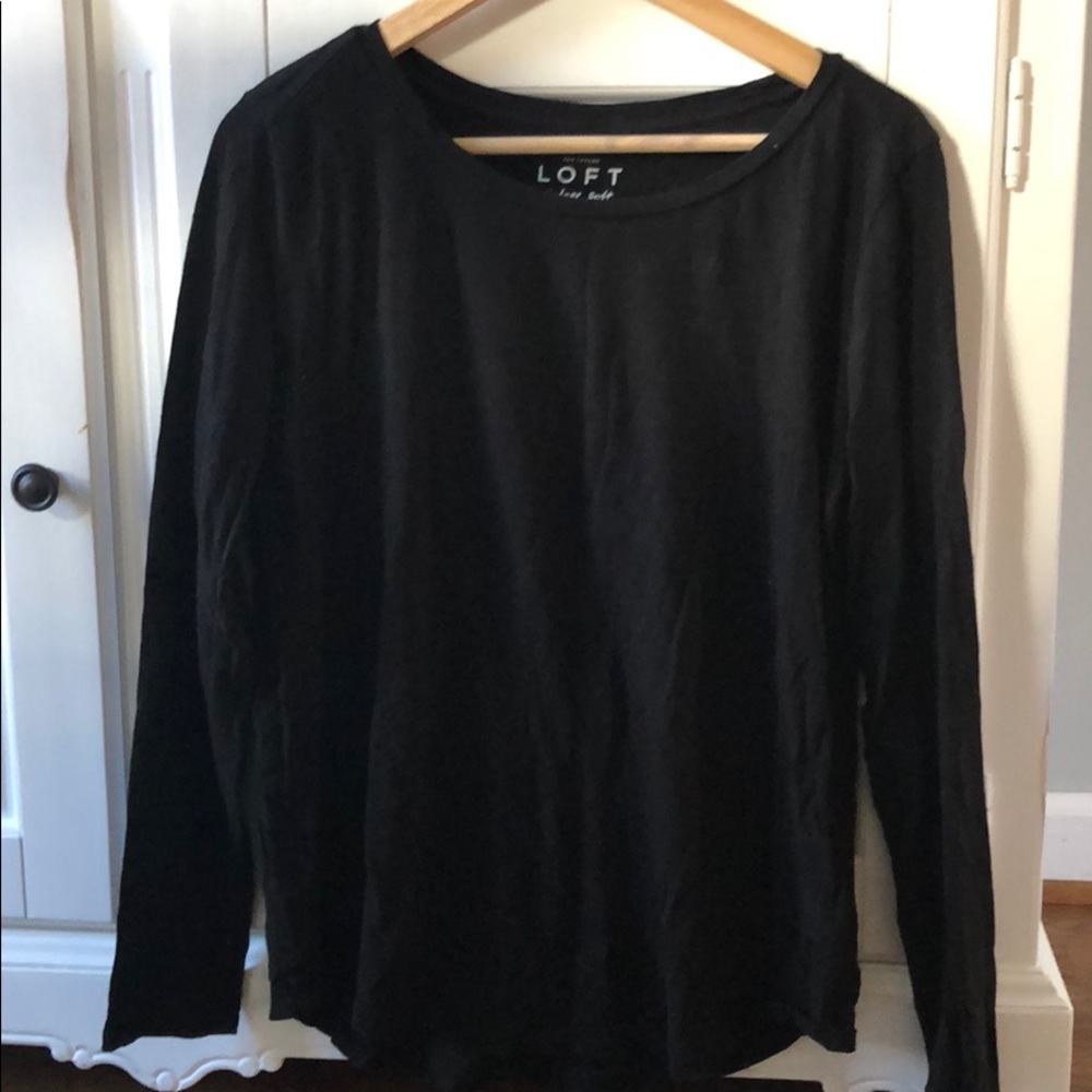 Loft Maternity Black Long Sleeve High Low Tee